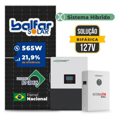 Gerador de Energia Solar Hibrido Luxpower com Bateria Telhado Cerâmico Gancho - 1
