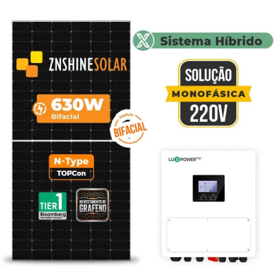 Gerador de Energia Solar Hibrido Luxpower sem Bateria Telhado Metálico Mini Trilho - 1