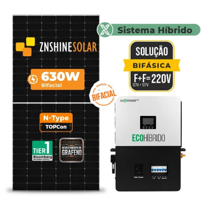 Gerador de Energia Solar Hibrido Luxpower sem Bateria Telhado Metálico Mini Trilho - 1