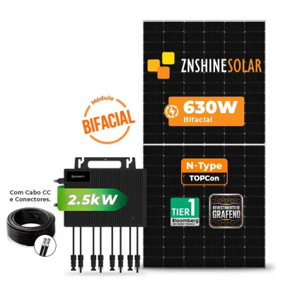 Gerador de Energia Solar Microinversor Growatt Laje Inclinação - 1