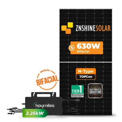 Gerador de Energia Solar Microinversor Hoymiles Telhado Fibro Parafuso Madeira - 1