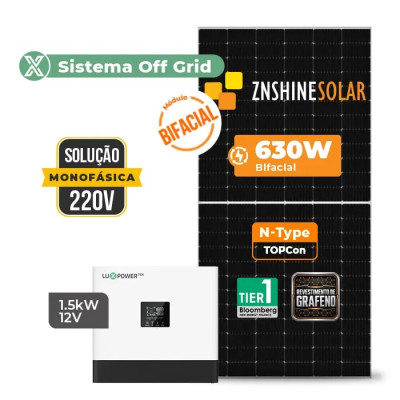 Gerador de Energia Solar Off Grid Interativo Luxpower Laje Inclinação - 1