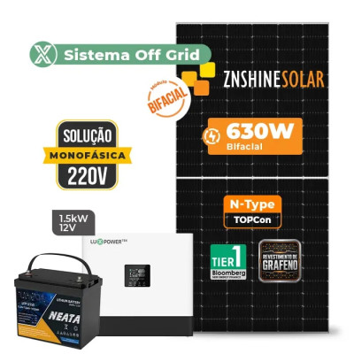 Gerador de Energia Solar Off Grid Interativo Luxpower Telhado Fibro Parafuso Madeira - 1