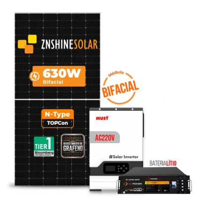 Gerador de Energia Solar Off Grid Interativo Must Telhado Fibro Parafuso Madeira - 1