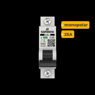 QUADRO CA SOPRANO MONOPOLAR 25A COM DPS 30KA 275V - 3