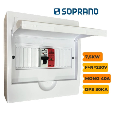 QUADRO CA SOPRANO MONOPOLAR 40A COM DPS 30KA 275V - 1