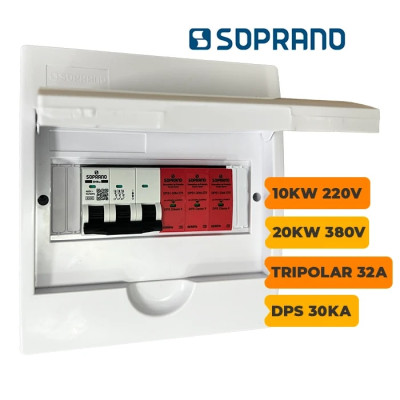 QUADRO CA SOPRANO TRIPOLAR 32A COM DPS 30KA 275V - 1
