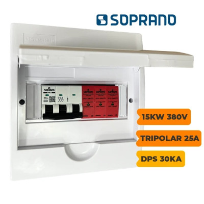 QUADRO CA SOPRANO TRIPOLAR 25A COM DPS 30KA 275V - 1