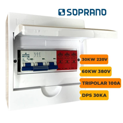 QUADRO CA SOPRANO TRIPOLAR 100A COM DPS 30KA 275V - 1