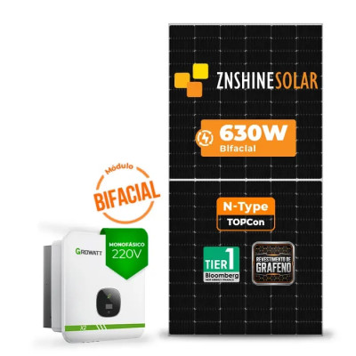 Gerador Solar até 1.890 kWh/mês On Grid Growatt Telhado Fibro Parafuso Madeira - 1