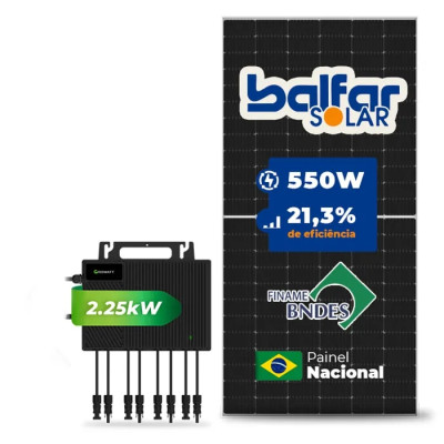 Gerador de Energia Solar Microinversor Growatt Telhado Fibro Parafuso Madeira - 1