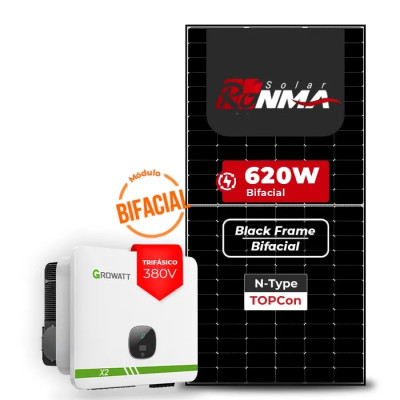 Gerador Solar até 5.208 kWh/mês On Grid Growatt Telhado Fibro Parafuso Metal - 1
