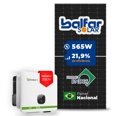 Gerador Solar até 4.916 kWh/mês On Grid Growatt Telhado Fibro Parafuso Metal - 1