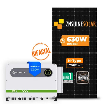 Gerador Solar até 7.938 kWh/mês On Grid Growatt Sem Estrutura - 1