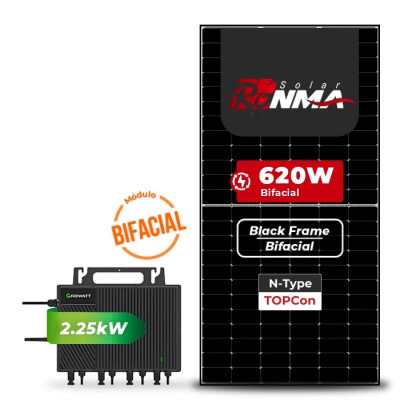 Gerador de Energia Solar Microinversor Growatt Telhado Fibro Parafuso Madeira - 1
