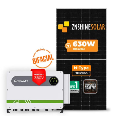 Gerador Solar até 17.955 kWh/mês On Grid Growatt Telhado Fibro Parafuso Metal - 1