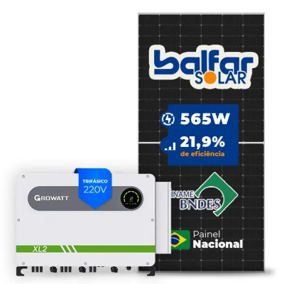 Gerador Solar até 14.916 kWh/mês On Grid Growatt Telhado Fibro Parafuso Metal - 1