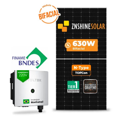 Gerador Solar até 1.134 kWh/mês On Grid Livoltek Finame Telhado Fibro Parafuso Metal - 1