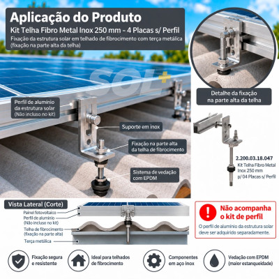 Gerador Solar 2,48 kWp até 372 kWh/mês Microinversor Hoymiles Telhado Fibro Parafuso Metal | MIS-2500W 2,5 kW, Ronma Black 620W - foto 4