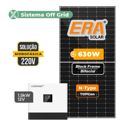 Gerador Solar até 378 kWh/mês Off Grid Interativo Luxpower Telhado Fib