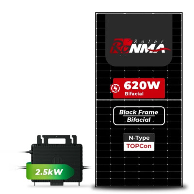 Gerador Solar 2,48 kWp até 372 kWh/mês Microinversor Hoymiles Laje Inclinação | Inversor 2,5 kW, Painel Ronma Black 620W, 220V - foto 1