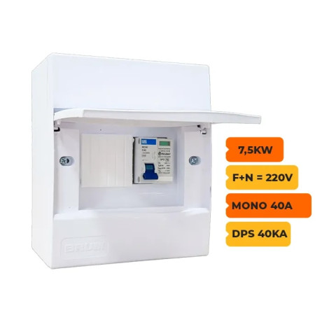 QUADRO CA BRUN MONOLAR 40A COM DPS 40KA Oferta Sollares
