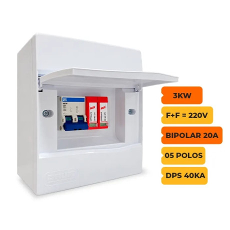 QUADRO CA BRUN BIPOLAR 20A COM DPS 40KA 275V Oferta Sollares