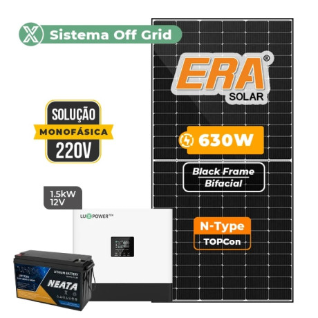 Kit solar até 378 kWh/mês Off Grid Interativo Luxpower cerâmico gancho | SKU 192729 | Sollares