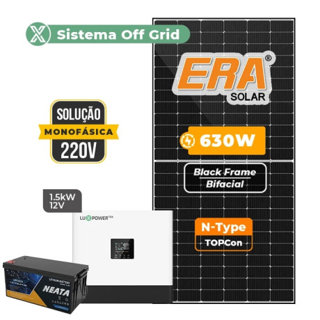 Gerador Solar até 378 kWh/mês Off Grid Interativo Luxpower Telhado Fib