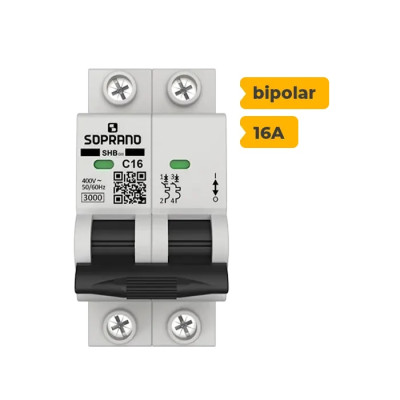 SHB2 GII-C016A DISJUNTOR SOPRANO BIPOLAR 16A