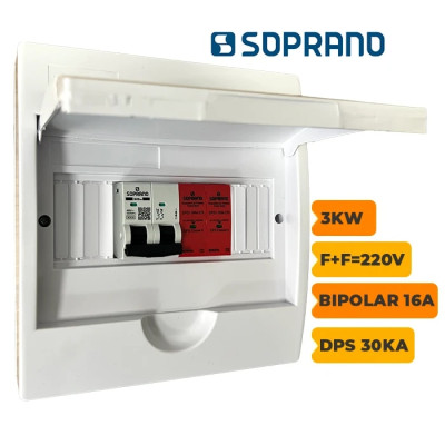 QUADRO CA SOPRANO BIPOLAR 16A COM DPS 30KA 275V