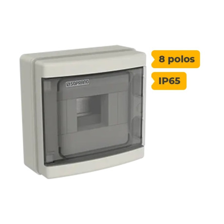 QUADRO DISTRIBUIÇÃO DE SOBREPOR 8 POLOS IP65 Oferta Sollares