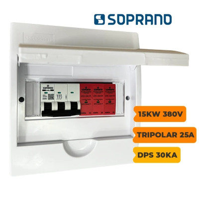 QUADRO CA SOPRANO TRIPOLAR 25A COM DPS 30KA 275V