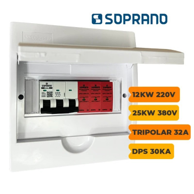QUADRO CA SOPRANO TRIPOLAR 40A COM DPS 30KA 275V