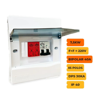 QUADRO CA SOPRANO BIPOLAR 40A COM DPS 30KA 275V