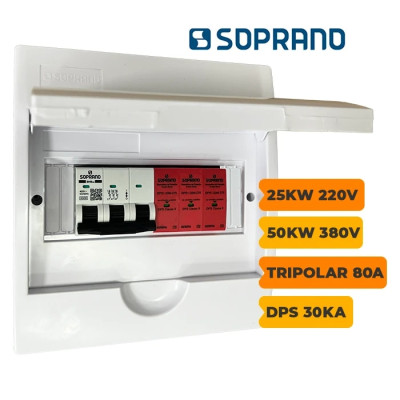 QUADRO CA SOPRANO TRIPOLAR 80A COM DPS 30KA 275V