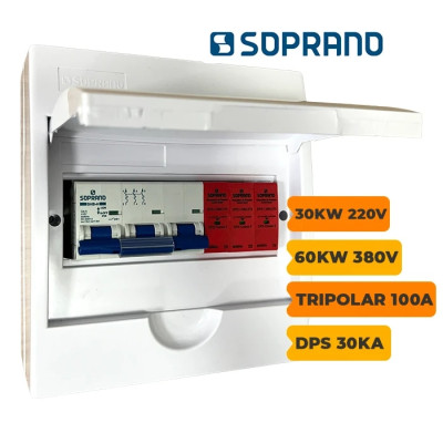 QUADRO CA SOPRANO TRIPOLAR 100A COM DPS 30KA 275V