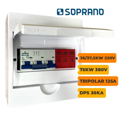 QUADRO CA SOPRANO TRIPOLAR 125A COM DPS 30KA 275V