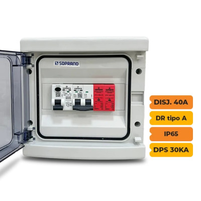 QUADRO IP65 COM DR-A 40A DPS 30KA PARA WALLBOX ATÉ 7.5KW Oferta Sollar
