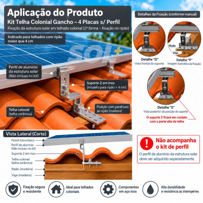 Gerador Solar 4,96 kWp até 744 kWh/mês Microinversor Hoymiles Telhado Cerâmico Gancho | MIS-2500W 2,5 kW, Ronma Black 620W, 220V - foto 4