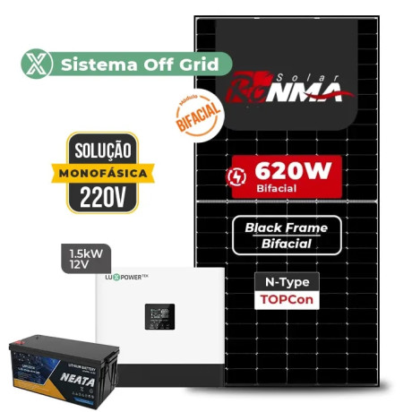 Gerador Solar até 372 kWh/mês Off Grid Interativo Luxpower Laje Inclin