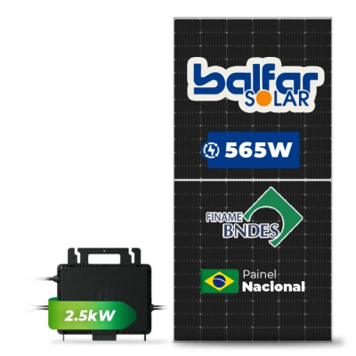 Gerador Solar 4,52 kWp até 678 kWh/mês Microinversor Hoymiles Telhado Fibro Parafuso Madeira | MIS-2500W 2,5 kW, painel 565W