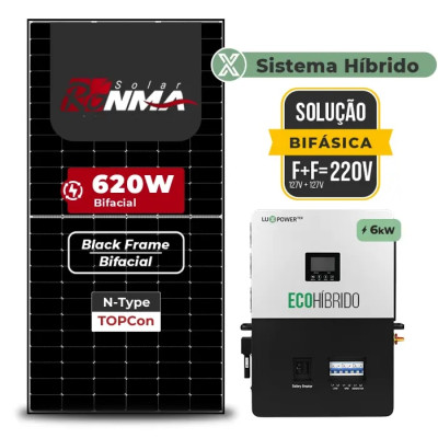 Gerador Solar até 1.116 kWh/mês Hibrido Luxpower sem Bateria Sem Estru