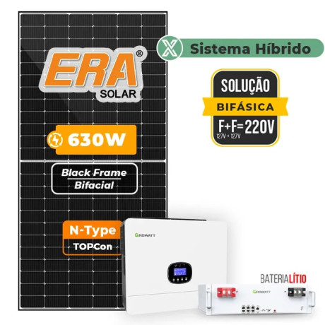 Gerador Solar até 378 kWh/mês Retrofit Growatt Hibrido Sem Estrutura O