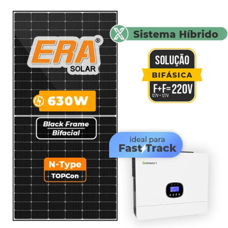 Gerador Solar até 1.134 kWh/mês Hibrido Growatt sem Bateria Telhado Fi