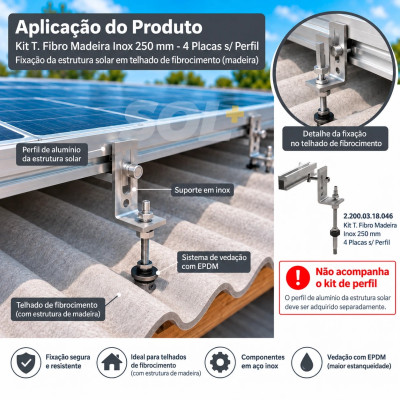 Gerador Solar até 1.488 kWh/mês Microinversor Hoymiles Telhado Fibro Parafuso Madeira - foto 4