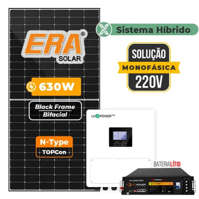 Gerador Solar até 1.134 kWh/mês Hibrido Luxpower com Bateria Sem Estrutura