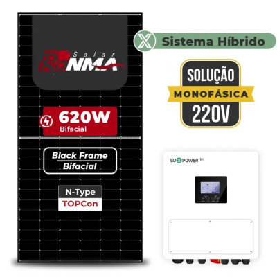 Gerador de Energia Solar Hibrido Luxpower sem Bateria Telhado Metálico Mini Trilho - 1