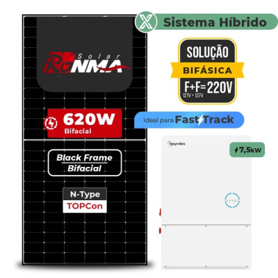 Gerador Solar até 1.116 kWh/mês Hibrido Hoymiles sem Bateria Sem Estru