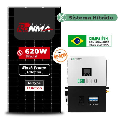 Gerador de Energia Solar Hibrido Luxpower sem Bateria Telhado Fibro Parafuso Madeira - 1
